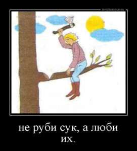 Значение поговорки 'Не руби сук, на котором сидишь'